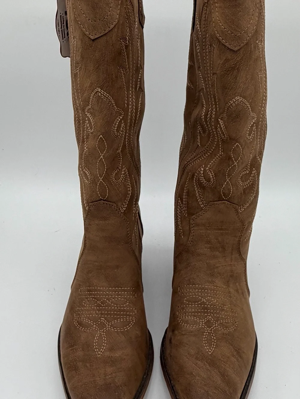 Brown Suede Over-the-Knee Western Boots